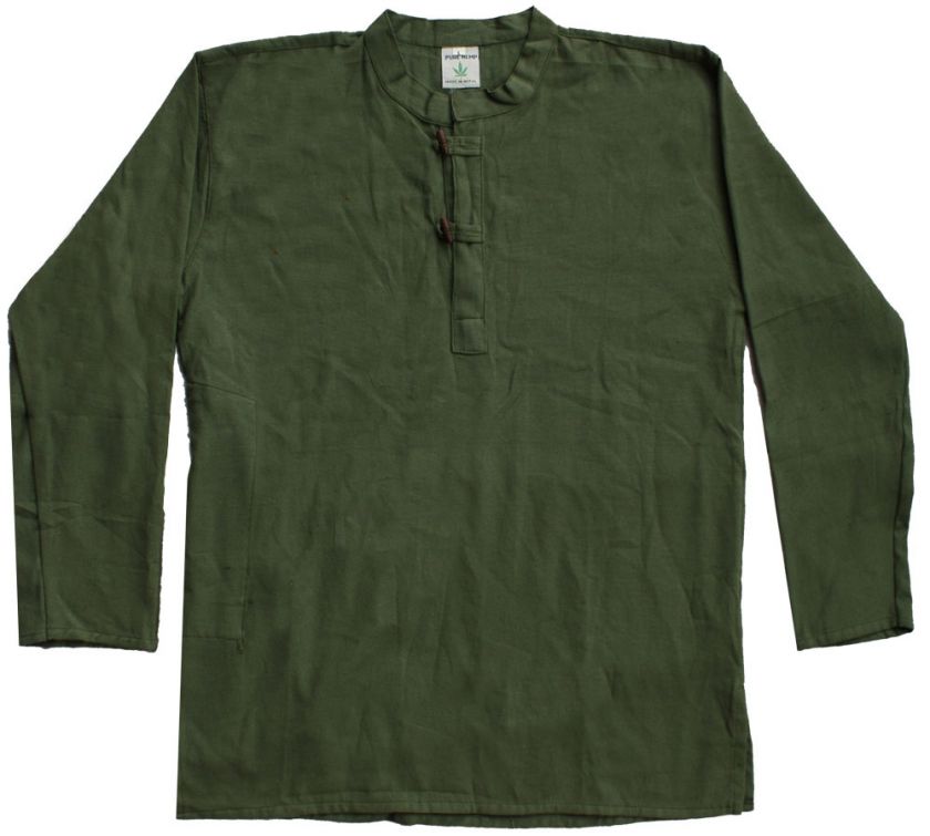   Kurta T Shirt forest green, long sleeve, organic, India S M L XL XXL