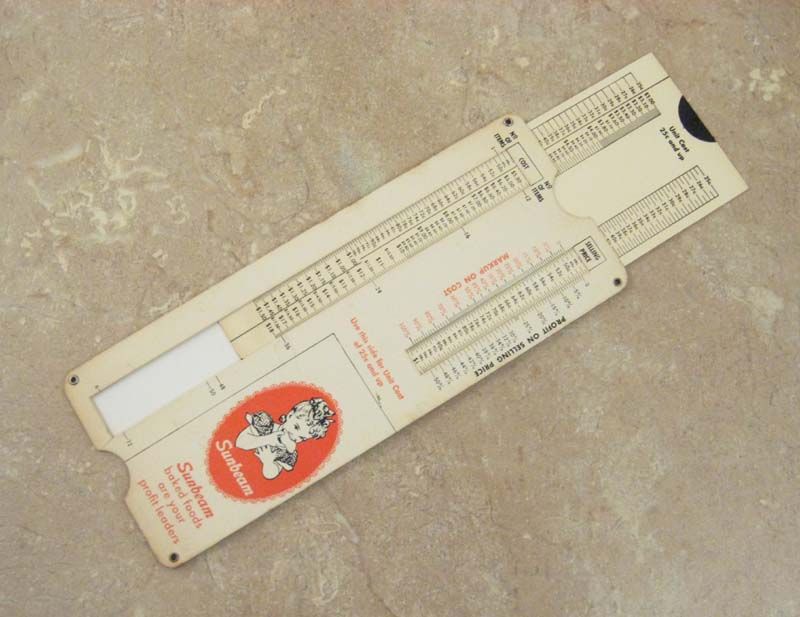 1961 Sunbeam Bread Slide Rule Price Calculator  