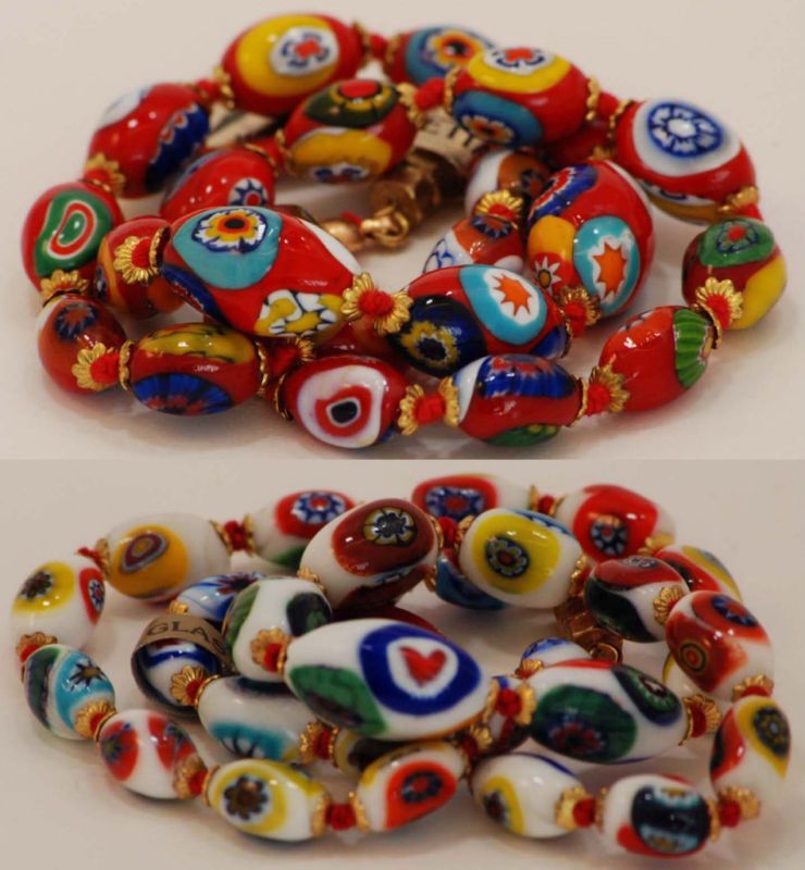 Vintage Murano Glass Millefiori Bead Necklaces 3 sizes  