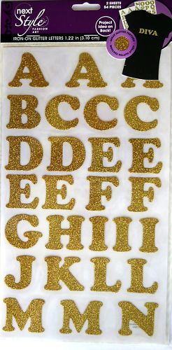 Iron On Fabric Transfers   Gold Glitter Letters  
