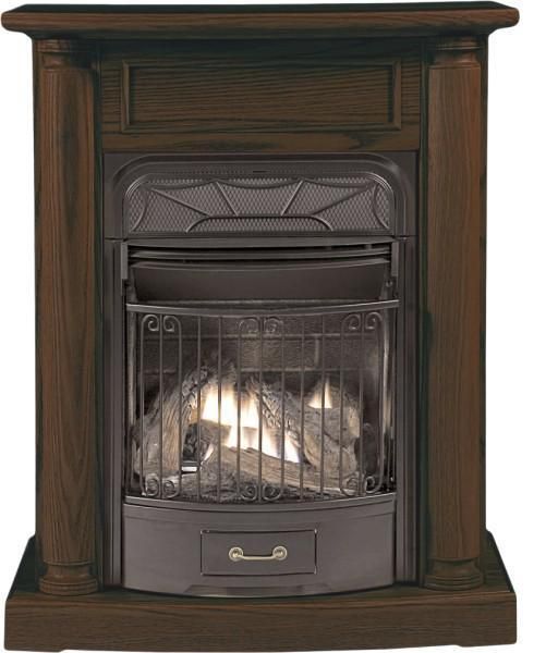 Dark Oak Corner Easy Install Fireplace Dual Fuel 25,000 BTU  