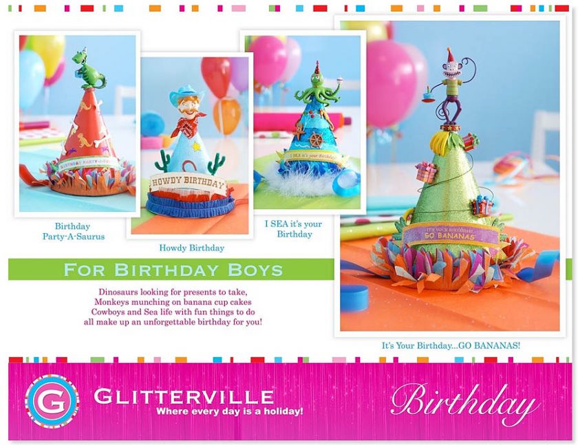 BIRTHDAY HAT BOY DINOSAUR Glitterville 10 New Fun  