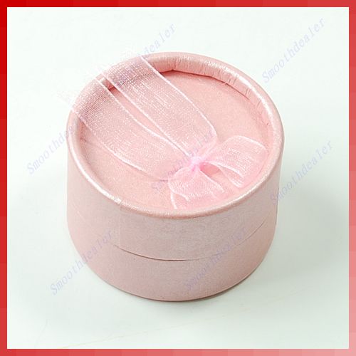   Small Round Jewellery Gift Package Ring Hard Boxes Case Pink  