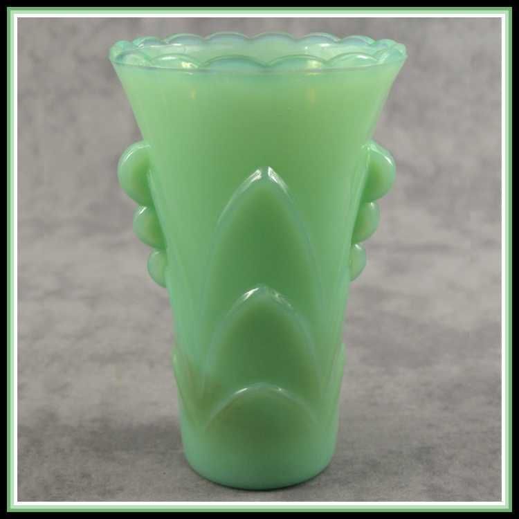 JADEITE GREEN GLASS ART DECO VASE  