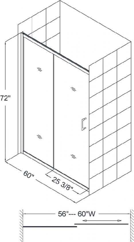 INFINITY 60x72 Clear Glass Brushed Nickel Shower Door  