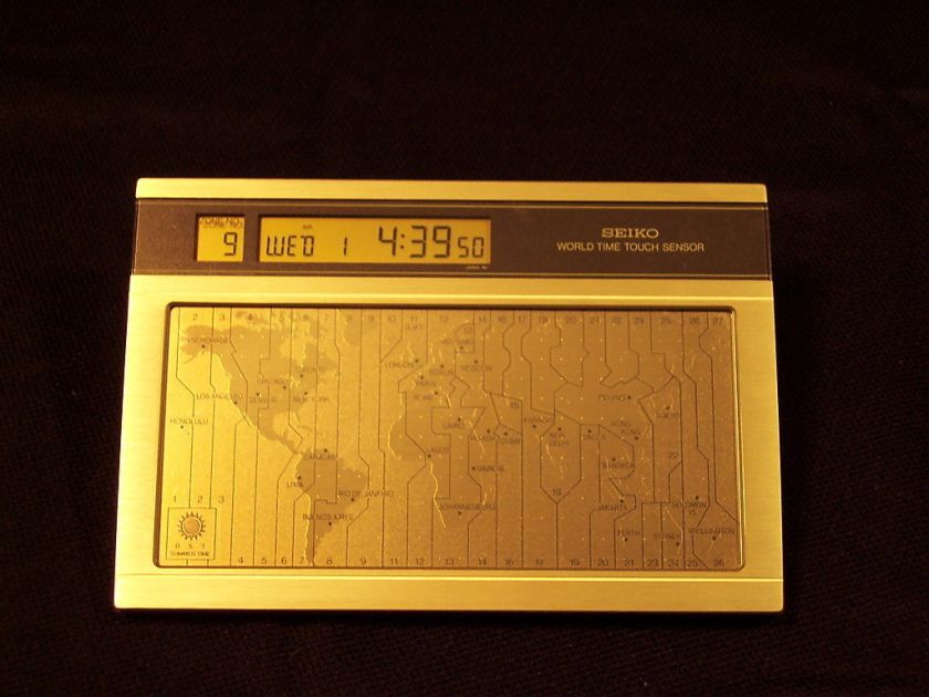   1980s 8 inch Vintage Seiko World Time Touch Sensor Desk Clock japan