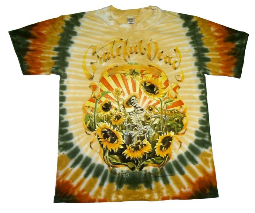 Grateful Dead Sunflower Field Skeleton Psychedelic Tie Dye T Shirt Tee 