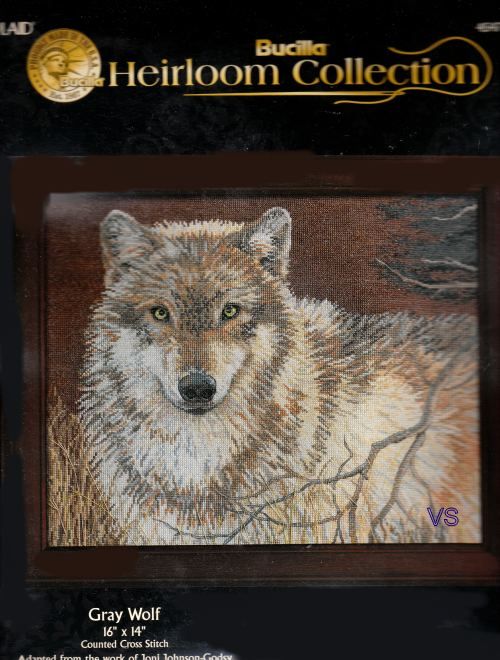 Bucilla Heirloom Counted Cross Stitch kit 16 x 14 ~ GRAY WOLF Sale 