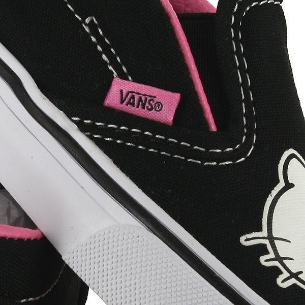 VANS SLIP ON HELLO KITTY BLACK PINK LOGO TODDLERS US SIZE 5  