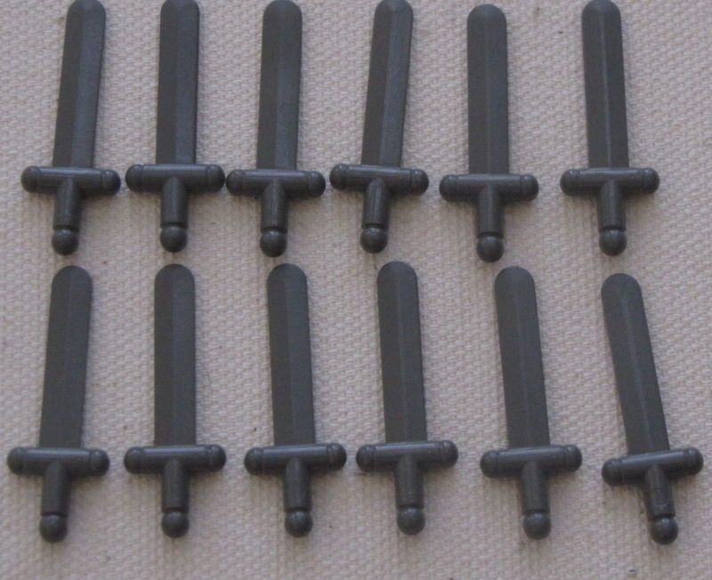 LEGO LOT OF 12 SHINY GREY CASTLE SWORDS WEAPONS PIECES  