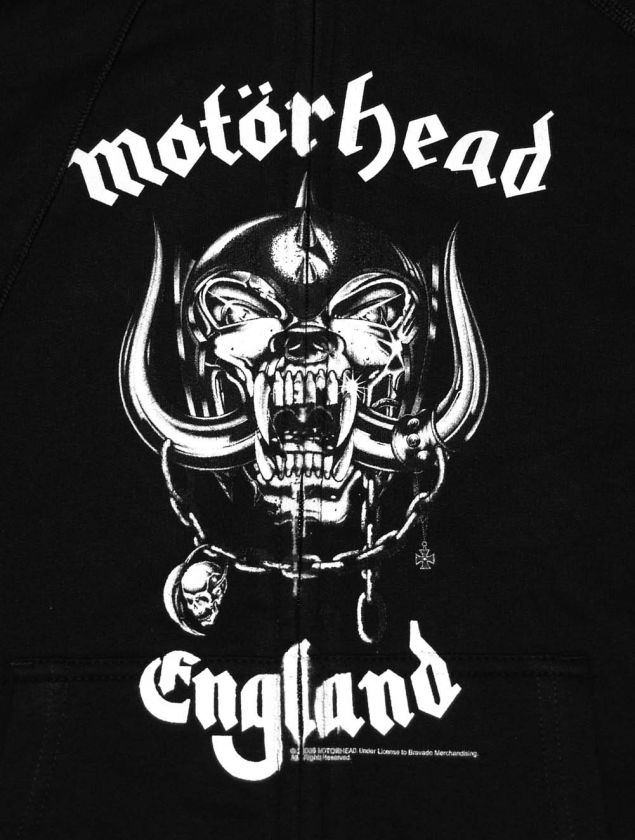 Motorhead England Skull Logo Metal Band Zip Up Hoodie  