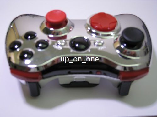 NEW CUSTOM CHROME XBOX 360 WIRELESS CONTROLLER BLACK ABXY TRIGGER RED 