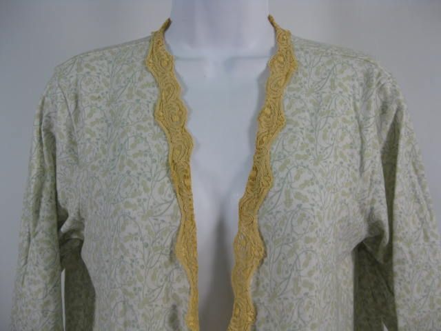 WENDY GLEZ Green Flower Lace Knit Night Robe Jacket M  