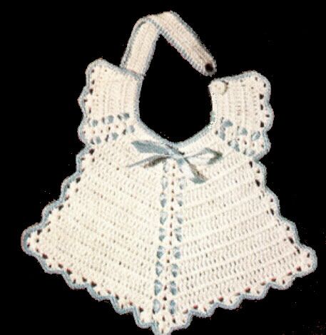 Vintage CROCHET BABY BIB Pattern Christening Fancy Trim  