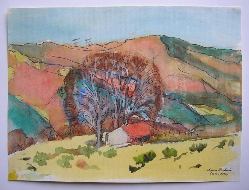 PAINTING SIMONE FONFREIDE FAUVIST LANDSCAPE AUVERGNE 39  