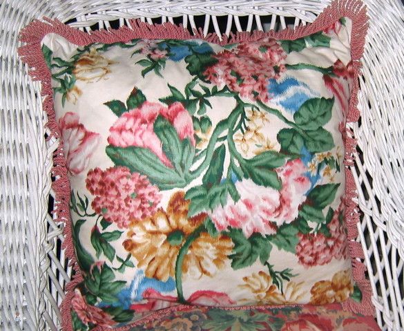 New PINK FLORAL 20x20 PORCH PILLOW w Feather Insert  