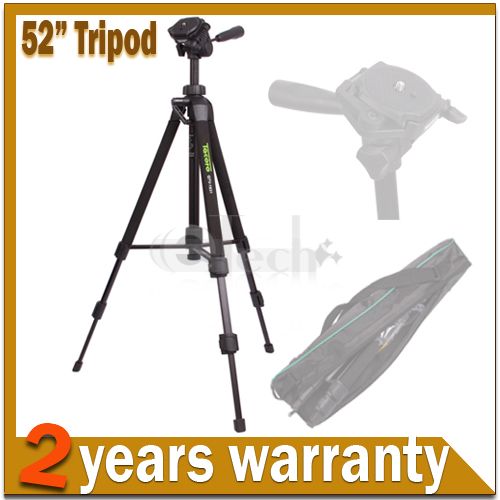 52 Camera Professional Tripod W/3 Way Adjustable Pan  