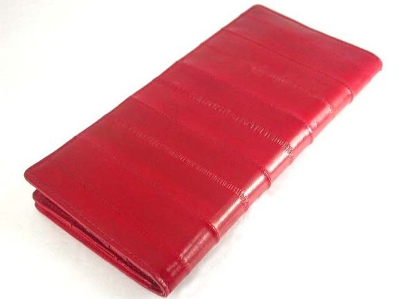 Hand Made Eel Skin Leather Slim Long Wallet Purse New  