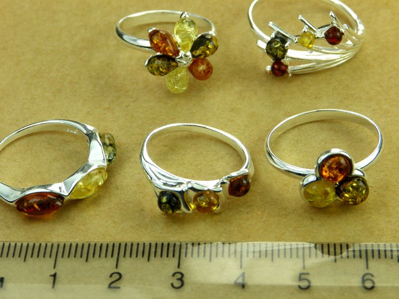 WHOLESALE LOT 5 Baltic Amber & Sterling Silver RINGS  