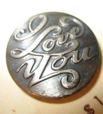 Pewter metal gray I Love You sewing buttons ELAN  