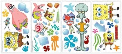 45 New SPONGEBOB SQUAREPANTS WALL DECALS Kids Bedroom Stickers Room 