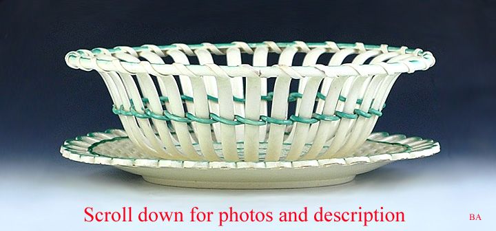 c1785 STAFFORDSHIRE ENGLISH CREAMWARE NEALE & CO BASKET & UNDERPLATE 