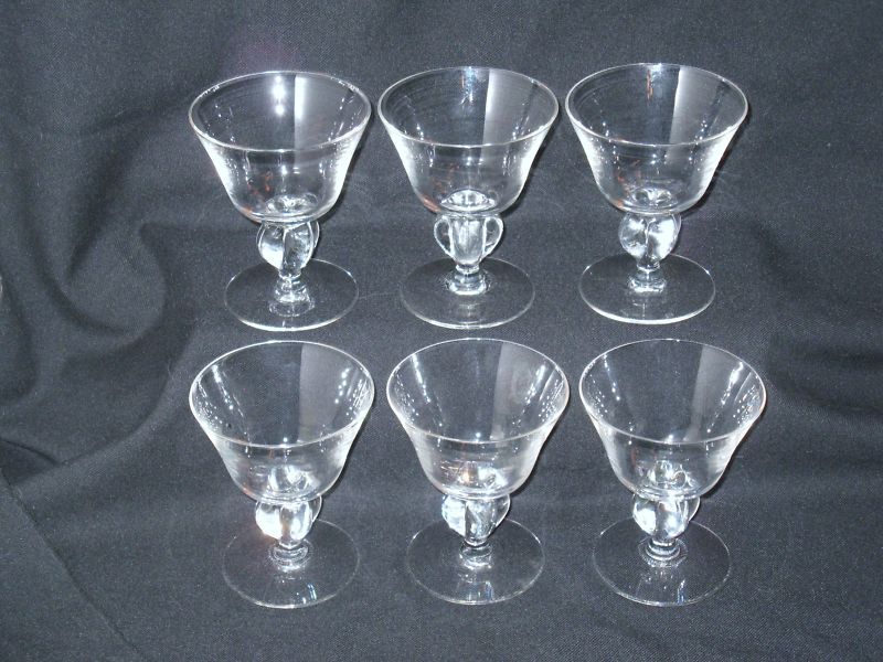 VINTAGE ELEGANT CLEAR CRYSTAL STEMWARE SHERBETS SET 6  