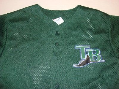 MAJESTIC Tampa Bay Devil Rays Baseball Jersey Shirt YOuth ~L  