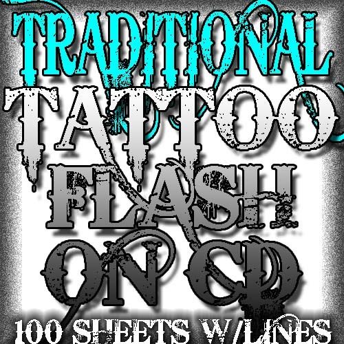 TATTOO FLASH TRADITIONAL 100 SHEETS W/LINES  