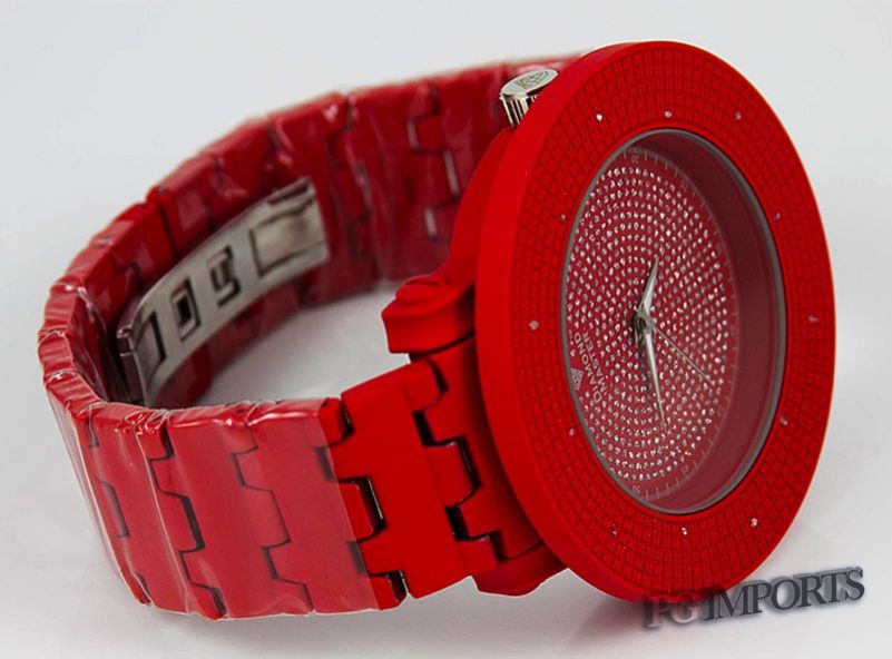 DIAMOND MASTER TECHNO JOJINO HIP HOP DIAMOND WATCH RED  