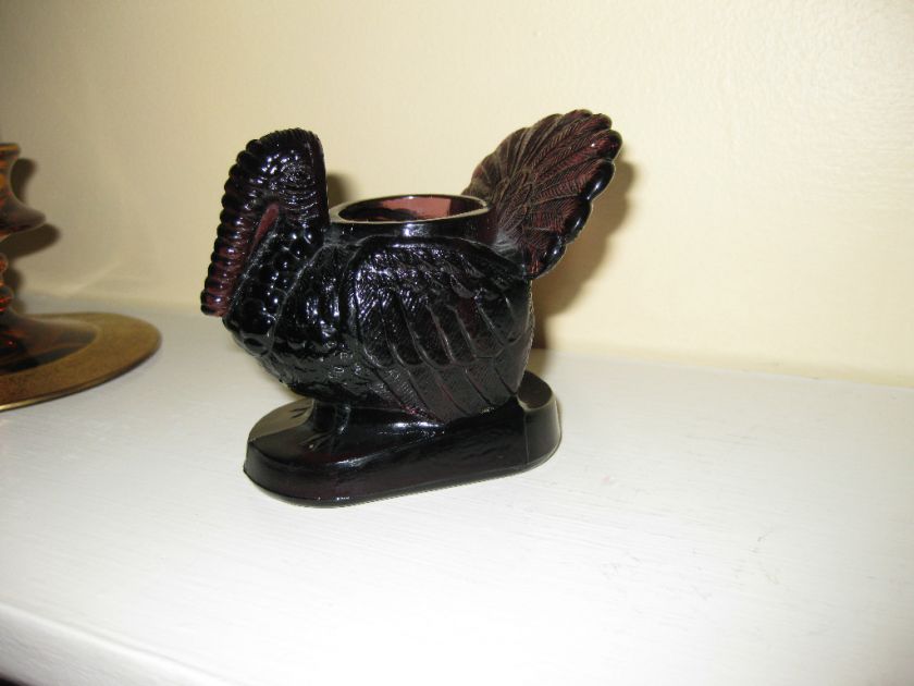 Purple Glass Turkey Toothpick Holder Great Condition  