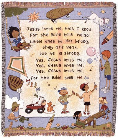 Jesus Loves Me Kids Tapestry Throw Afghan Blanket  