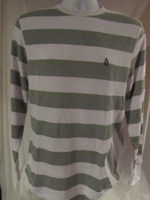 Mens new Volcom Stone thermal shirt size M L striped nwt skate surf 