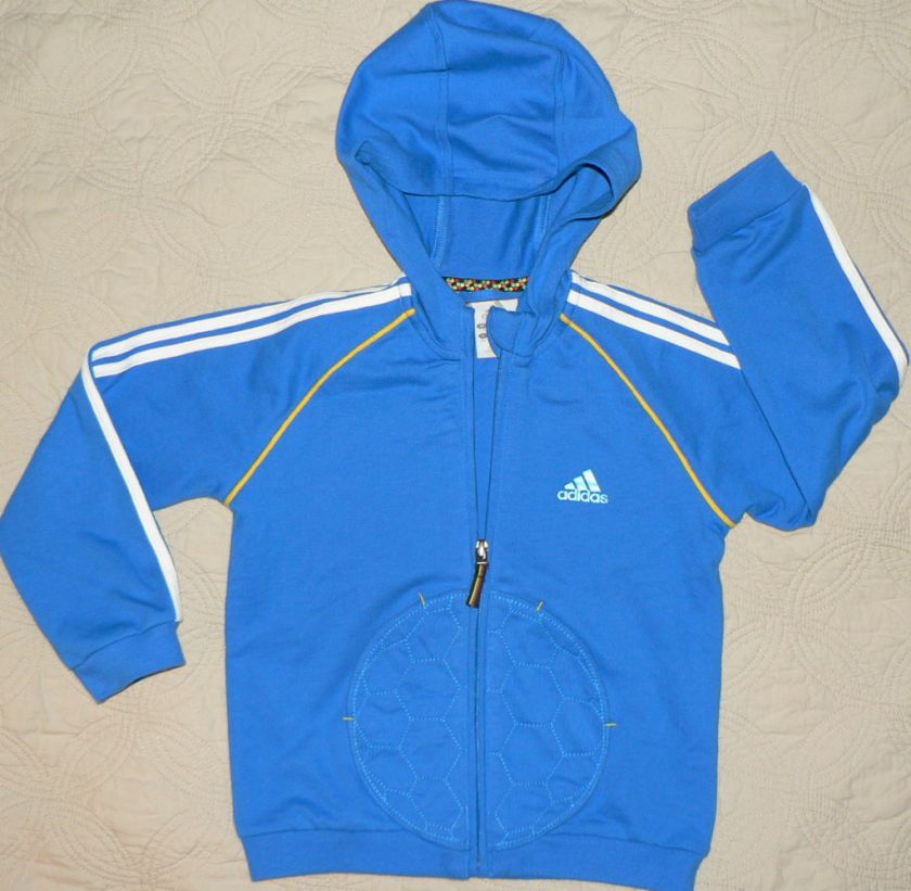 ADIDAS HOODED SWEATSHIRT warm up Jacket soccer sz 4  