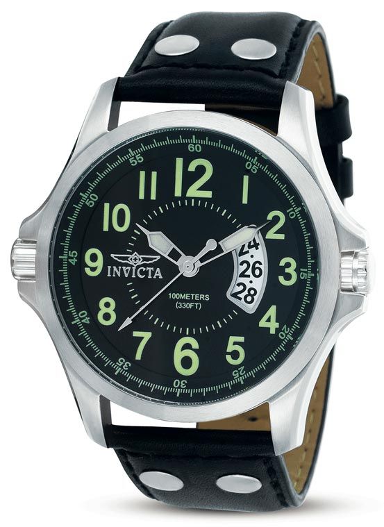 Invicta Swiss 47mm SS Case Leather Strap 100m Men Watch  