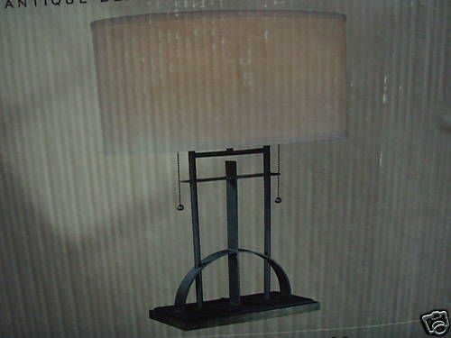 HAMPTON BAY DESK LAMP ANTIQUE BLACK W/ WOOD BASE  