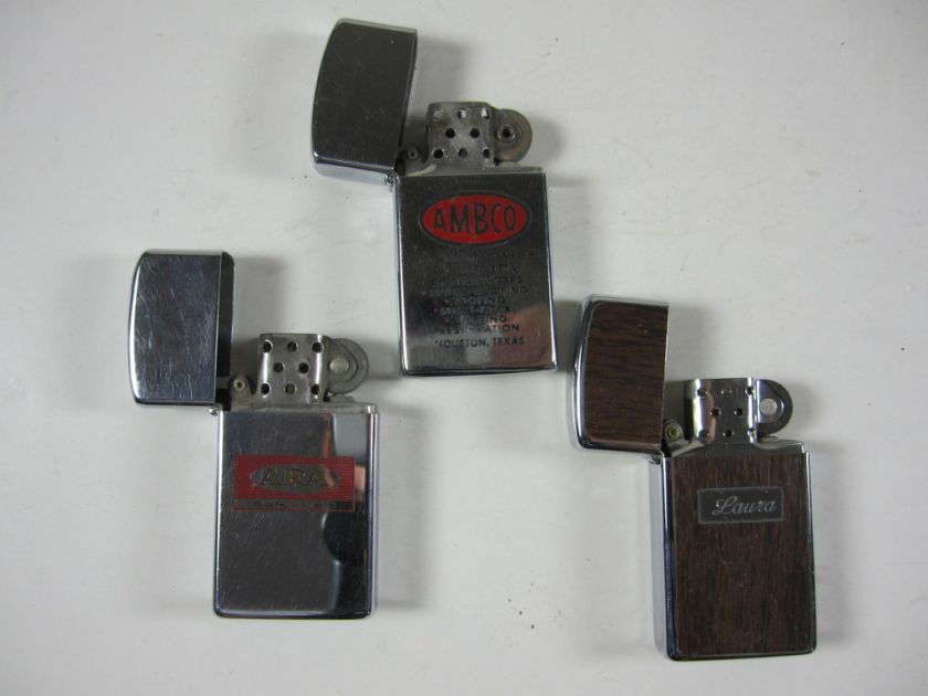 9pc Lot Vintage Zippo Slim Lighters   Advertising **  